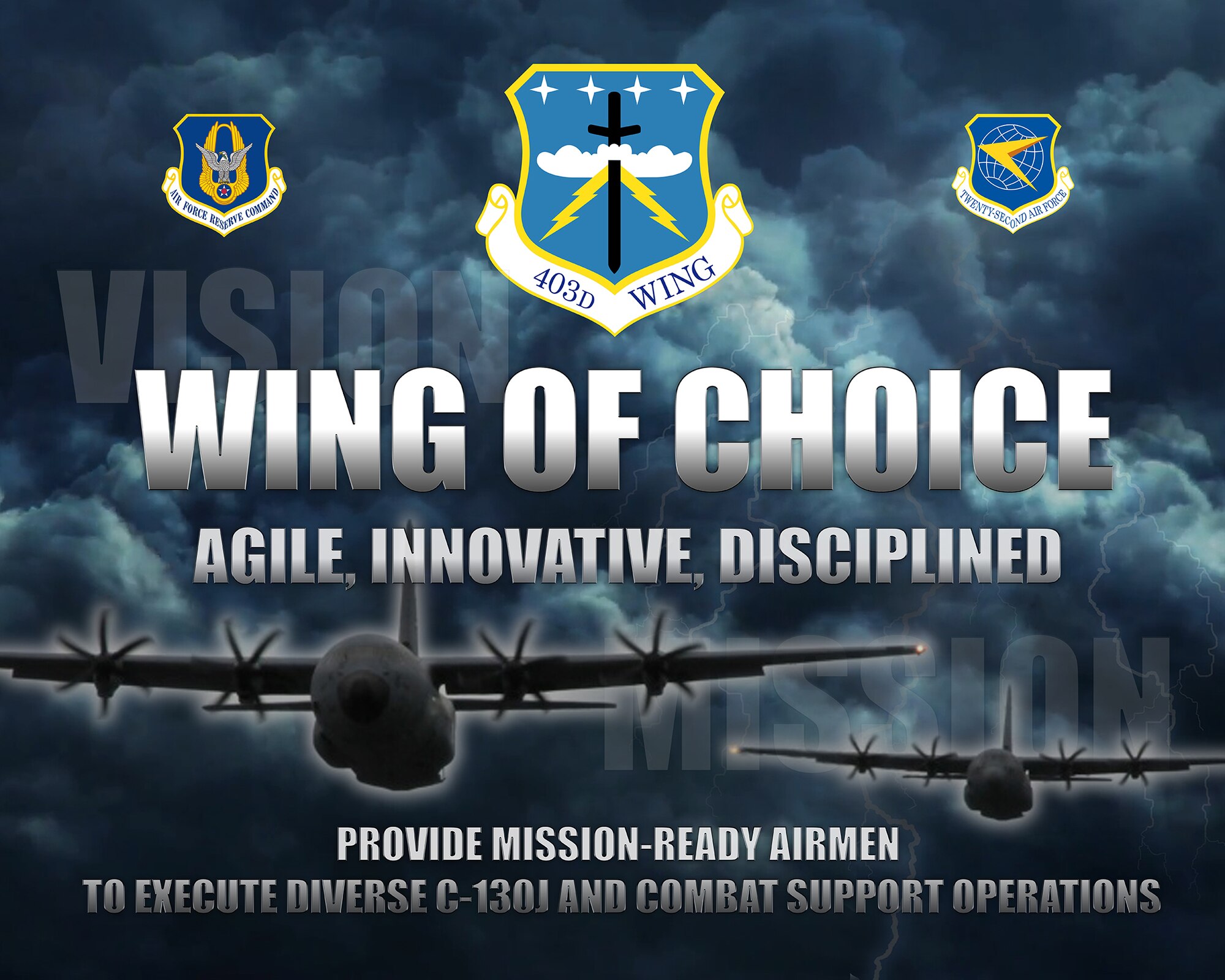 Graphic of 403rd Wing vision and mission