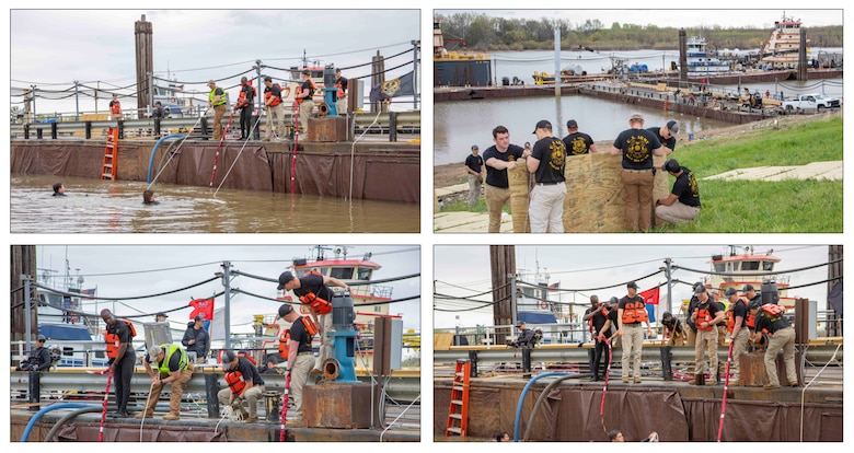 Photos of Operation Mississippi Freedom, which consisted of a 28-day joint operation to repair the Ensley Engineer Yard’s partially sunken 161ft by 30ft bridge. The bridge is a vital piece of the Memphis District infrastructure. It is one of only two access points to the fleet of dredges and material barges that transport over 175 million tons of cargo along the Mississippi River. The Memphis District is directly responsible for servicing 355 miles of the Mississippi River watershed, and failure to maintain these operations could cost the nation over a billion dollars in fuel and shipping costs.