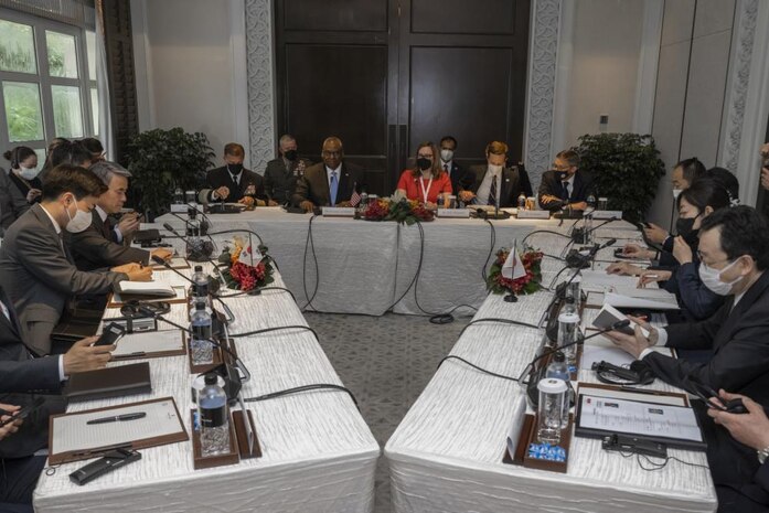 Austin Holds Trilateral Meetings with Indo-Pacific Allies
