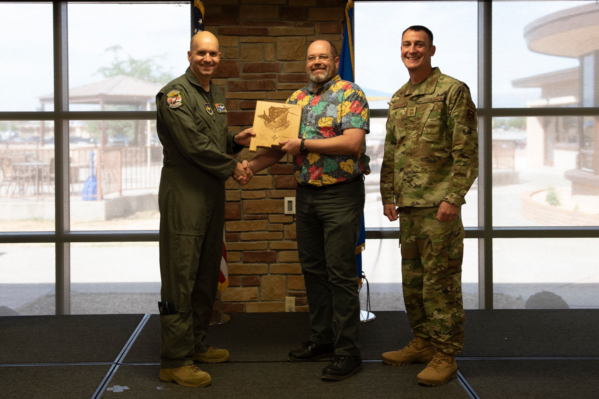 Mr. Kevin Leonard, from the 49th Logistics Readiness Squadron, accepts the Civilian Category III (Supervisory) of the Quarter Award during the 49th Wing’s 1st quarter awards ceremony, June 10, 2022, on Holloman Air Force Base, New Mexico.