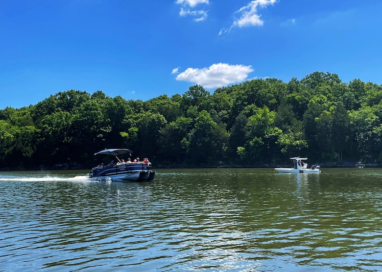 Participants of the massive casualty triage and evacuation training incident held June 9, 2022, at Fate Sanders Marina, were boated to a secure portion of J. Percy Priest Lake in Smyrna, Tennessee. Then medical personnel reenacted what could potentially happen if a massive causality evacuation occurred on the lake.  (USACE Photo by Misty Cunningham)