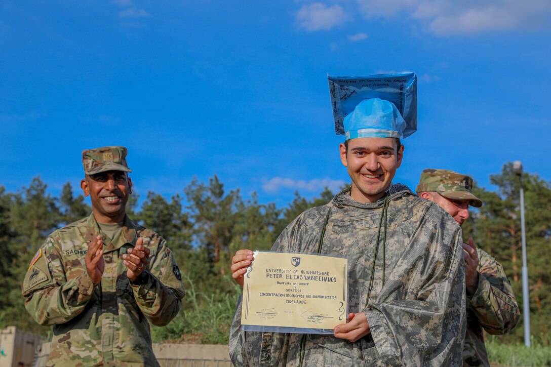 456th Medical Company Area Support honors Soldier with impromptu commencement ceremony during Defender 22