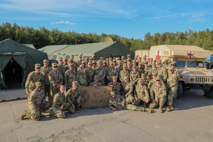 456th Medical Company Area Support honors Soldier with impromptu commencement ceremony during Defender 22