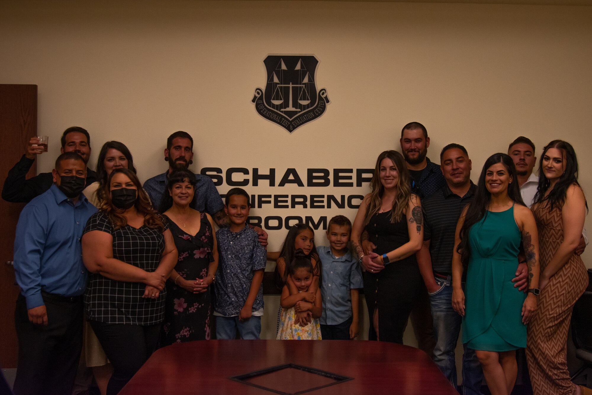 The Air Force Operational Test and Evaluation Center dedicated the Grant D. Schaber Conference Room on June 3, 2022 at its headquarters. Members of the Schaber family, including Schaber’s wife Christina and all his sons and daughters, attended the ceremony. The Air Force Memorialization Program recognizes military and civilian members who have provided outstanding service to their country.