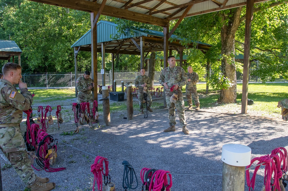 Confidence/obstacle course and rappel tower at Fort Knox