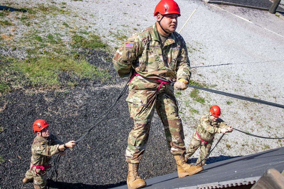 Confidence/obstacle course and rappel tower at Fort Knox