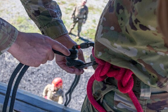 Confidence/obstacle course and rappel tower at Fort Knox