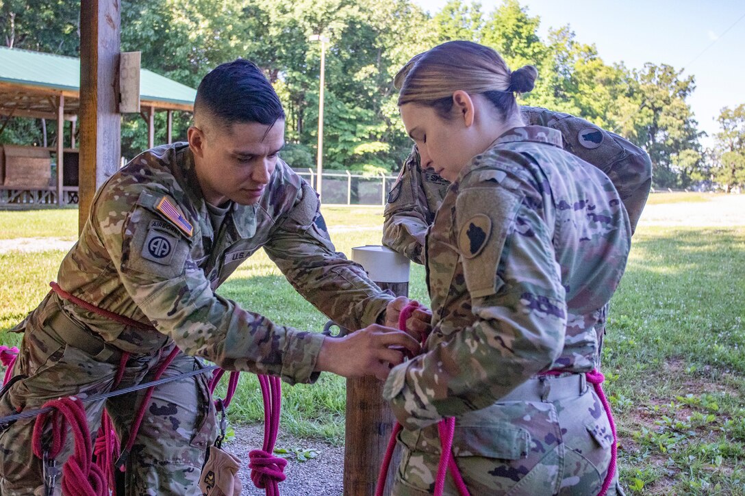 Confidence/obstacle course and rappel tower at Fort Knox