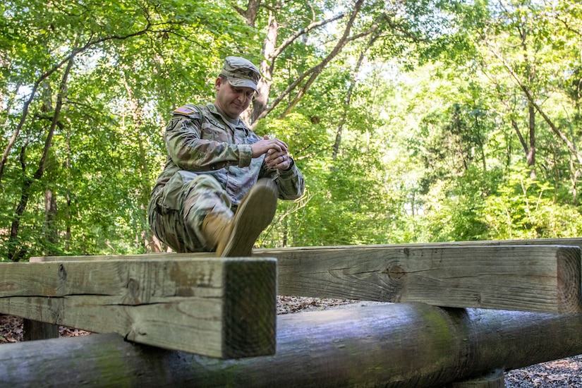 Confidence/obstacle course and rappel tower at Fort Knox