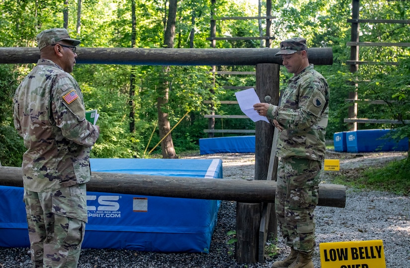 Confidence/obstacle course and rappel tower at Fort Knox