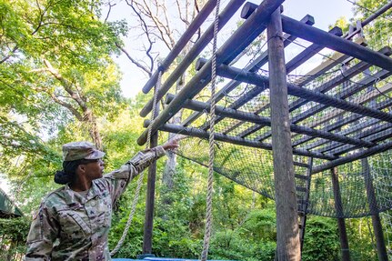 Confidence/obstacle course and rappel tower at Fort Knox