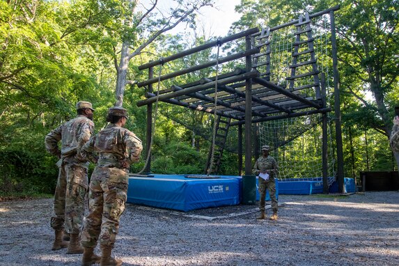 Confidence/obstacle course and rappel tower at Fort Knox