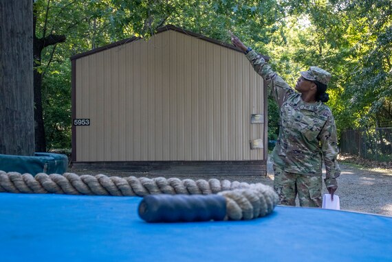 Confidence/obstacle course and rappel tower at Fort Knox