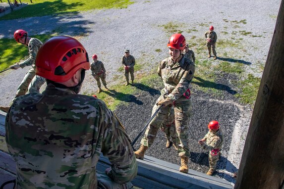 Confidence/obstacle course and rappel tower at Fort Knox