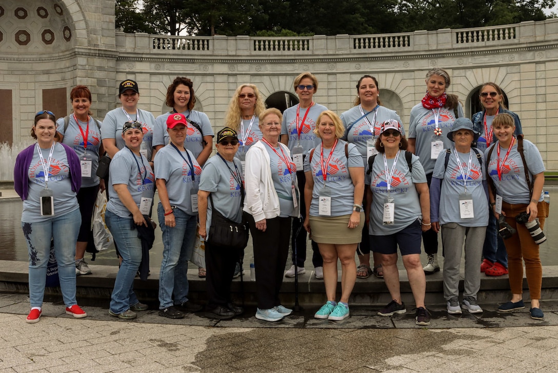 An all-women veteran group boarded an A320 Airbus out of the Blue Grass Airport for Washington, D.C., June 11, 2022, for an historic all-female veteran honor flight.