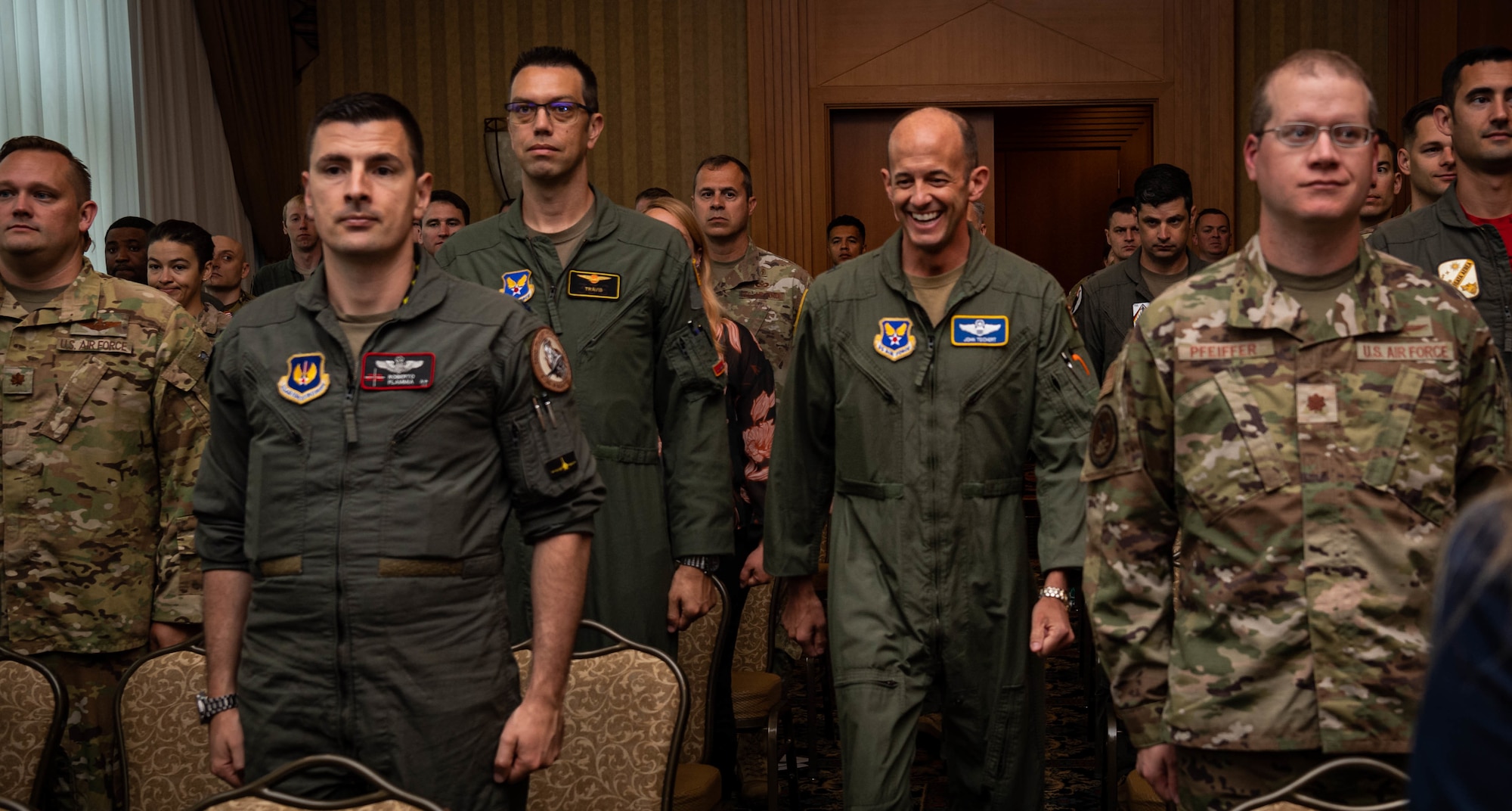 U.S. Air Force Brig. Gen. John Teichert, assistant deputy under Secretary of the Air Force, International Affairs, arrives at a Military Personnel Exchange Program change of command ceremony at Edelweiss Lodge and Resort.