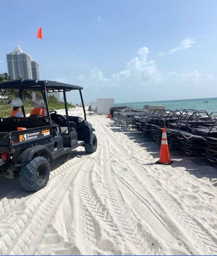 The U.S. Army Corps of Engineers Miami Beach Renourishment project will begin sand placement at the southern end of the Indian Beach Park section of the project (beginning at approximately 43rd Street) starting the week of June 13, 2022.
