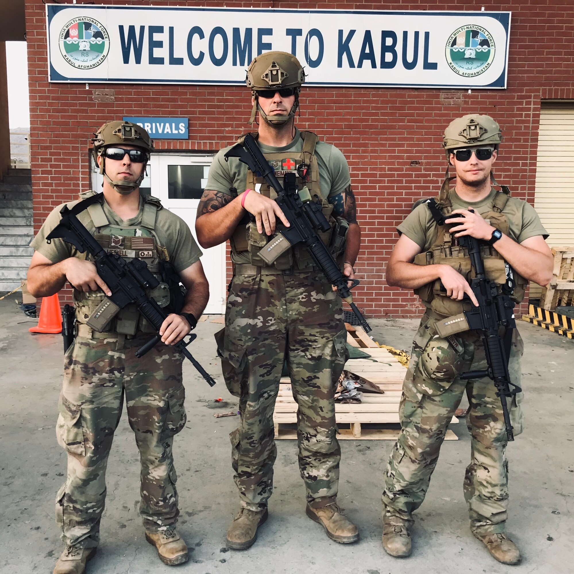 Members of the 103rd Logistics Readiness Squadron, Connecticut Air National Guard, August 22, 2021, Kabul, Afghanistan. The 103rd Logistics Readiness Squadron was awarded the Air Reserve Component Air Transportation Activity of the Year Award for Fiscal Year 2021. (Courtesy asset from U.S. Air National Guard Master Sgt. Dan Meskell)