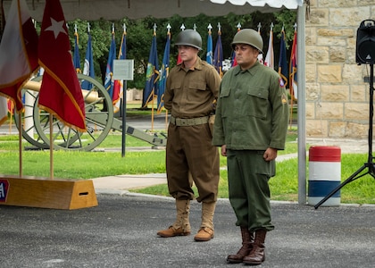 A Soldier steps forward to be recognized during the Army’s 247th birthday celebration, held at Joint Base San Antonio-Fort Sam Houston, Texas, June 14, 2022. The Army’s annual birthday celebration highlights total force history and tradition, and commemorates the continuous commitment to defending America 24/7. (U.S. Army Photo by Spc. Andrea Kent)