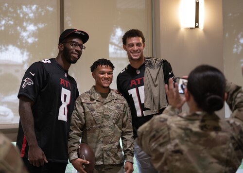 Atlanta Falcons USO community outreach visit to Eglin Air Force Base