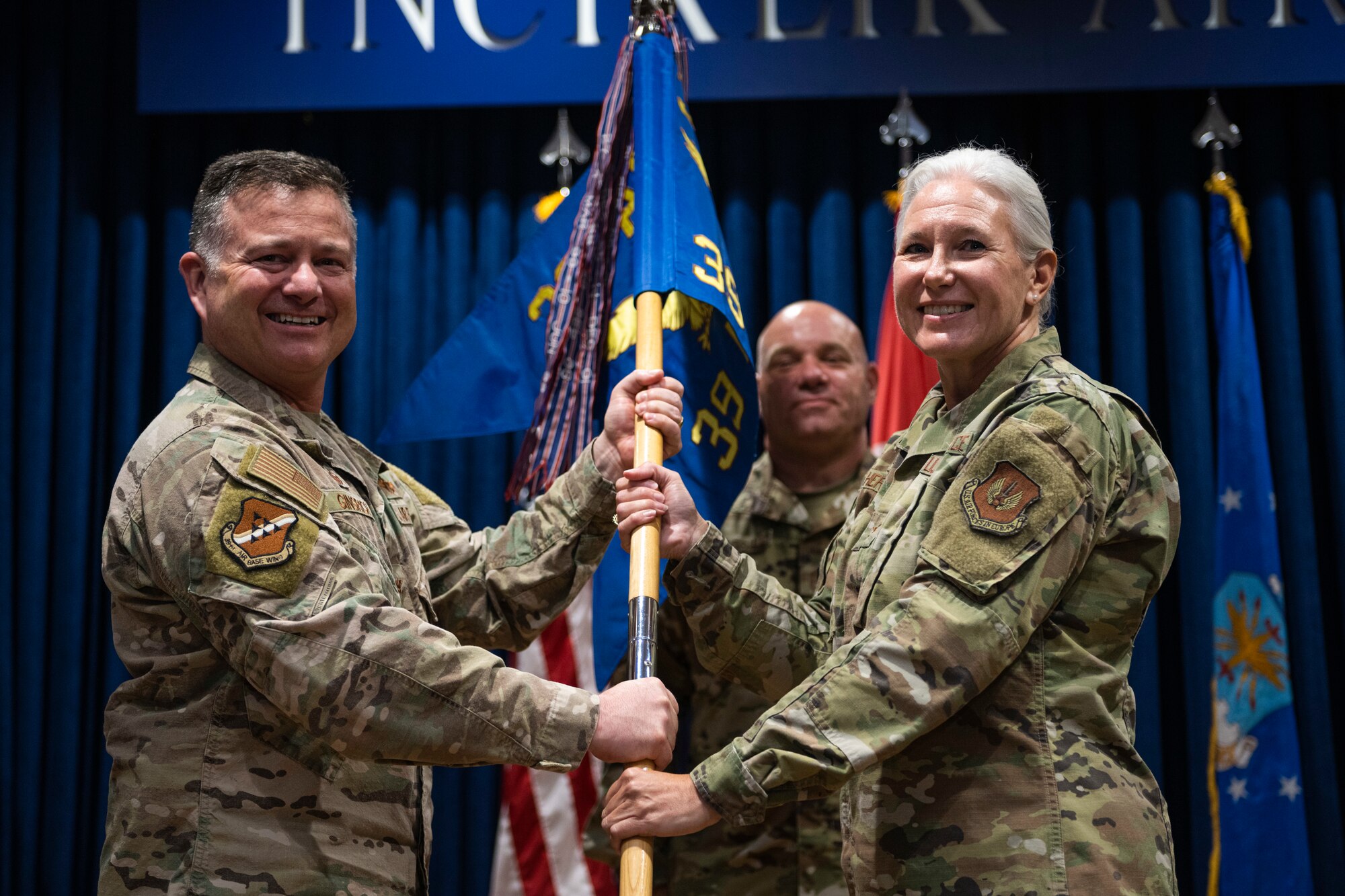 Airmen from across the 39th Air Base Wing attend the 39th Mission Support Group change of command ceremony at Incirlik Air Base, Turkey, June 14, 2022.
