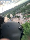 Montana National Guard aircrews search for victims of flooding in South Central Montana June 13, 2022. At least 12 people were rescued.