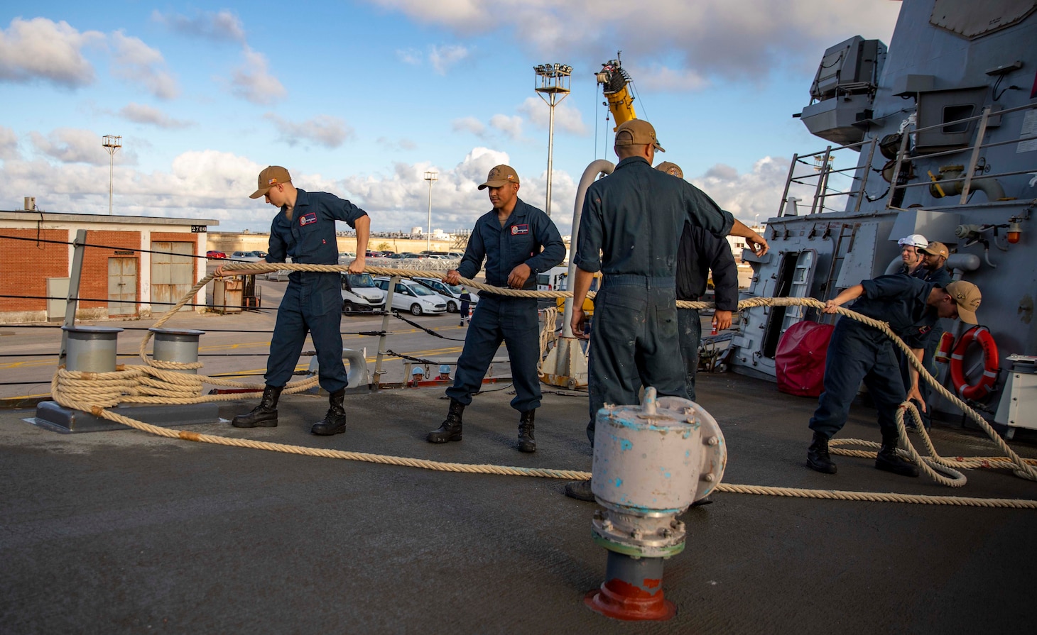 (June 1, 2022) The Arleigh Burke-class guided-missile destroyer USS Arleigh Burke (DDG 51) departs Naval Station Rota, Spain, June 1, 2021. Arleigh Burke, forward-deployed to Rota, Spain, is on a scheduled deployment in the U.S. Naval Forces Europe area of operations, employed by U.S. Sixth Fleet, to defend U.S., allied and partner interests.