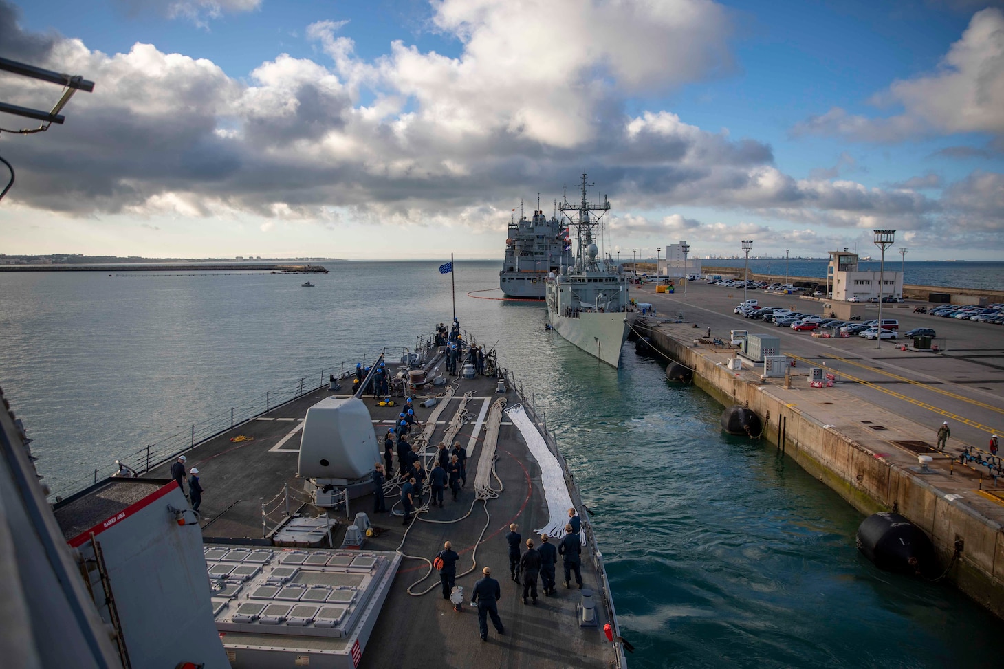 (June 1, 2022) The Arleigh Burke-class guided-missile destroyer USS Arleigh Burke (DDG 51) departs Naval Station Rota, Spain, June 1, 2021. Arleigh Burke, forward-deployed to Rota, Spain, is on a scheduled deployment in the U.S. Naval Forces Europe area of operations, employed by U.S. Sixth Fleet, to defend U.S., allied and partner interests.
