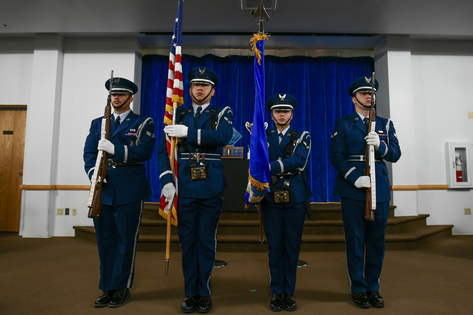 Honor guard preforming color guard duties
