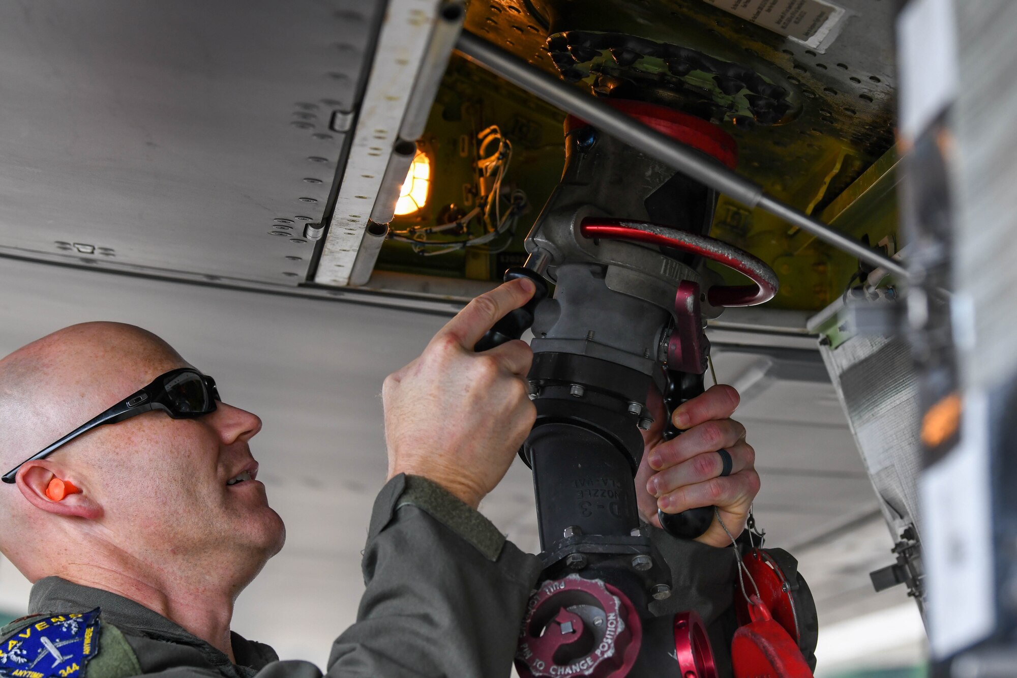 Pilot performs a hot pit refuel on a KC-46A