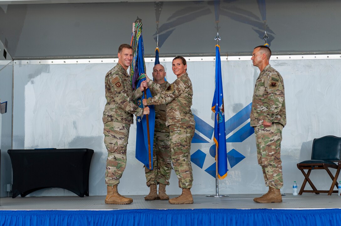 Photo of an Airman relinquishing command