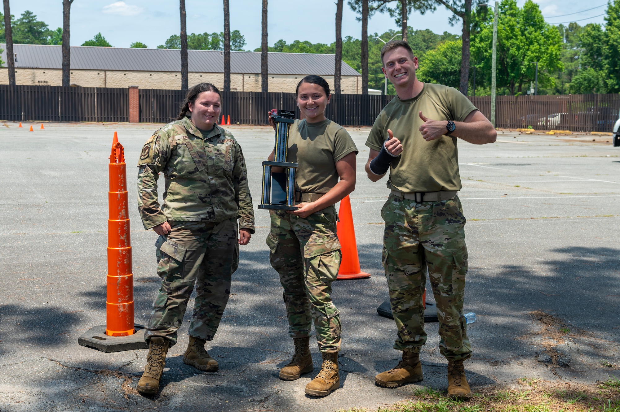 The Airmen won a ground transportation rodeo, where they competed in four obstacle courses to test their skills and received the fastest finish time among the competing teams. (U.S. Air Force photo by Kylie Barrow)