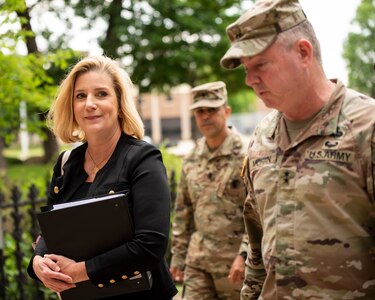 Secretary of the Army Christine Wormuth made her first official visit to the arsenal on a humid Monday punctuated by occasional showers.