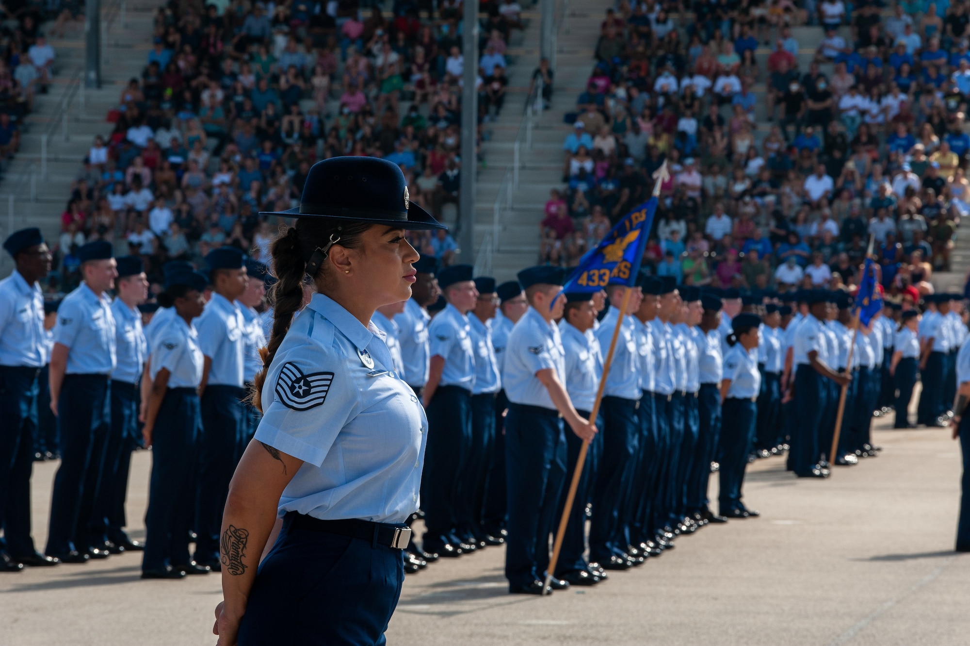 More than 600 Airmen assigned to the 433rd Training Squadron graduated from Basic Military Training at Joint Base San Antonio-Lackland, Texas, June 8-9 2022,