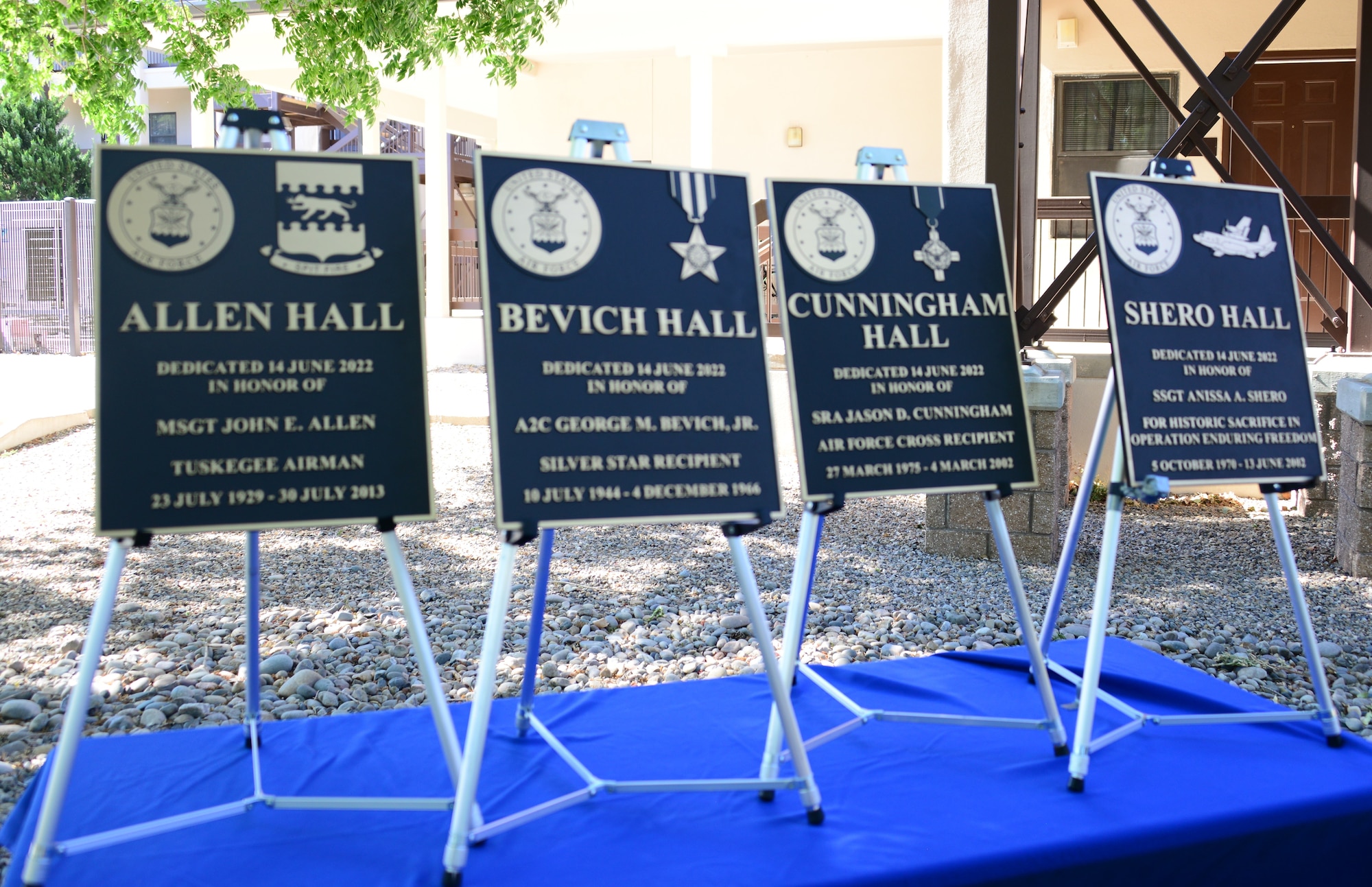 Four plaques of memorialized airmen.