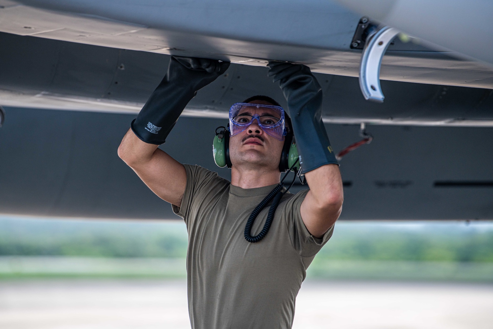 An Airman completes a refueling.