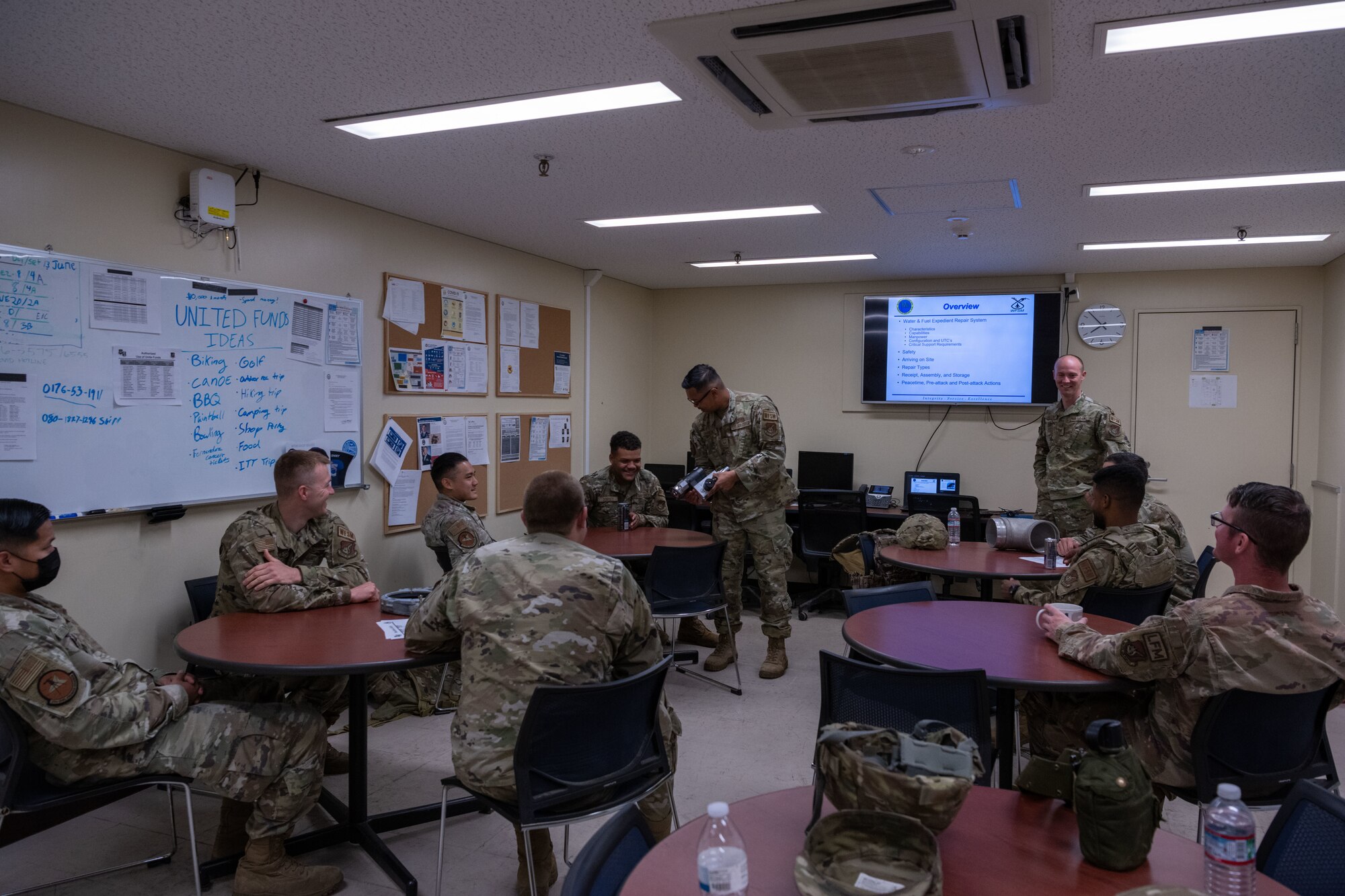 U.S. Air Force Senior Airman Joshua Sanchez, 35th Civil Engineer Squadron water and fuel system journeyman, demonstrates Water and Fuel Expedient Repair System (WaFERS) parts prior to the hands on training during the annual Prime Base Engineer Emergency Force (Prime BEEF) at Misawa Air Base, Japan, June 14, 2022.