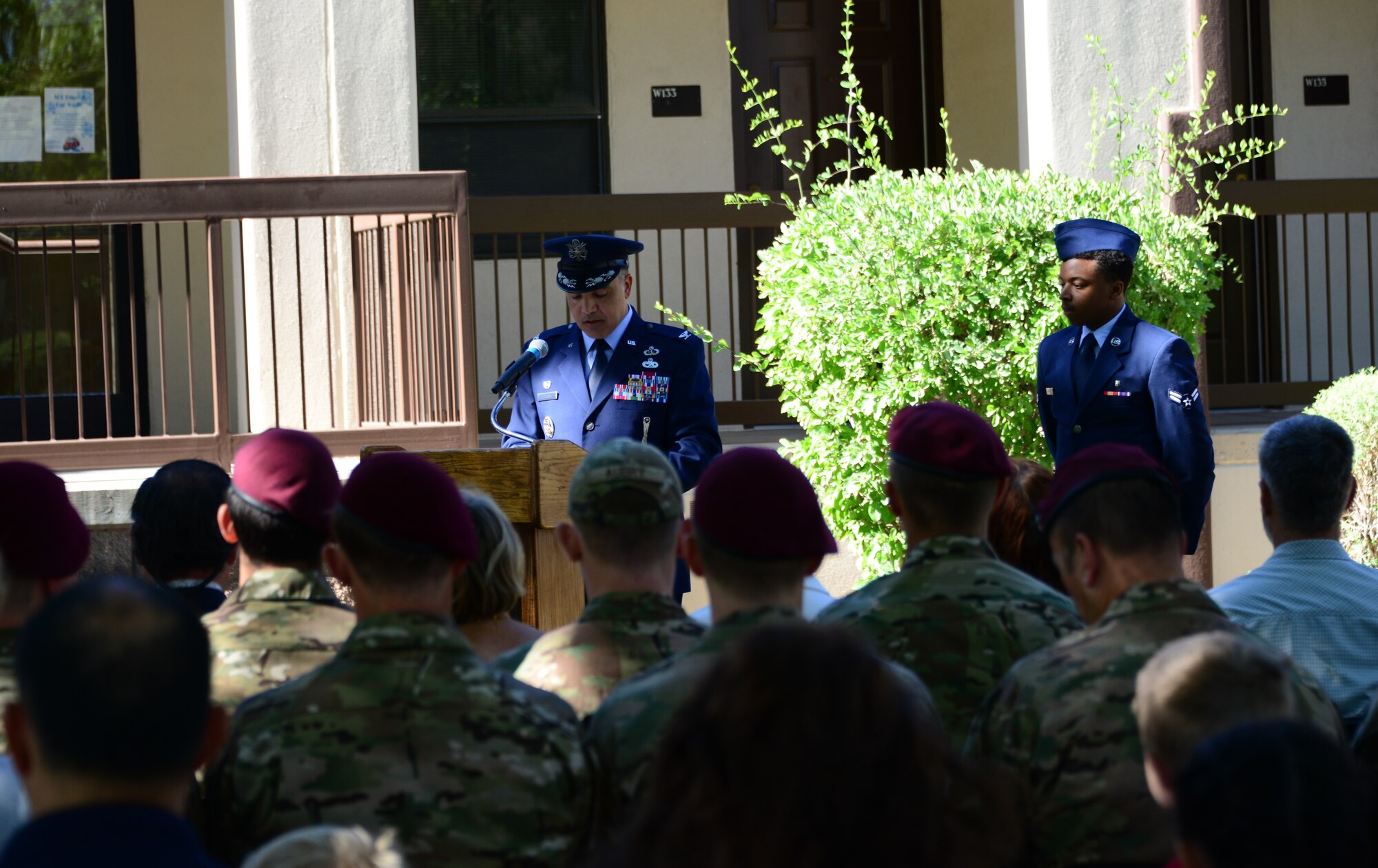 Installation Commander giving speech to audience.