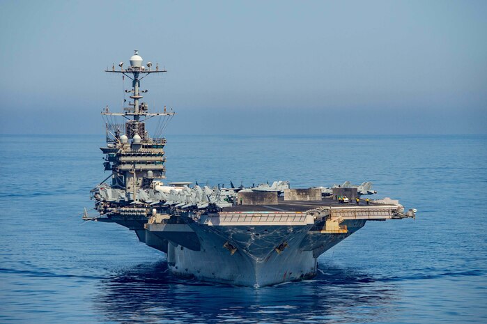 (June 8, 2022) USS Harry S. Truman (CVN 75) transits the Mediterranean Sea, June 8, 2022. The Harry S. Truman Carrier Strike Group is on a scheduled deployment in the U.S. Naval Forces Europe area of operations, employed by U.S. Sixth Fleet to defend U.S., Allied and Partner interests.