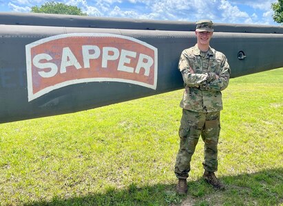 Pfc. William Farkas, 17, attached to the 119th Engineer Company, 1092nd Engineer Battalion, with the West Virginia National Guard, has become the youngest ever to receive the distinguished sapper tab after graduating with honors from the U.S. Army’s Sapper Leader Course.