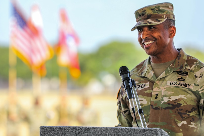 – Lt. Col. Michelle E. Martinez assumed command of Headquarters and Headquarters Battalion U.S. Army South during a ceremony June 17 at MacArthur Field, Joint Base San Antonio-Fort Sam Houston, Texas.