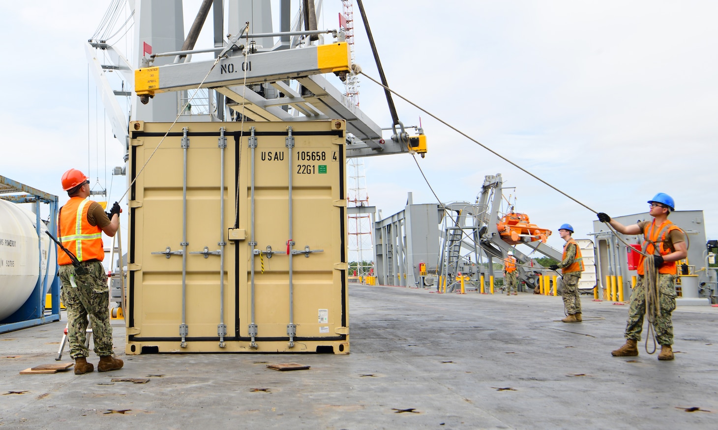 Army units from Military Surface Deployment and Distribution Command (SDDC) and Navy units from Military Sealift Command (MSC) and Navy Cargo Handling Battalion One (NCHB-1) came together in May to train in U.S. Transportation Command’s Field Training Exercise (FTX) Turbo Distribution 22-4 (TD 22-4).