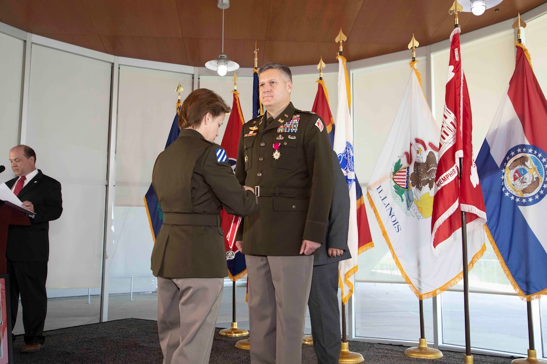 The Memphis District officially said farewell to Commander Col. Zachary Miller during a Relinquishment of Command Ceremony yesterday, June 16, 2022. At 10 a.m. on Thursday, June 16, several district employees travelled to Beale Street Landing in downtown Memphis. Mississippi Valley Division Commander Maj. Gen. Diana Holland presided over a Relinquishment of Command Ceremony, where District Commander Col. Zachary Miller relinquished command of the Memphis District to Deputy District Commander Lt. Col. Robert Green. (USACE photo by Public Affairs Specialist Jessica Haas)