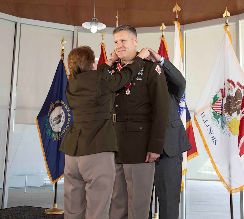 The Memphis District officially said farewell to Commander Col. Zachary Miller during a Relinquishment of Command Ceremony yesterday, June 16, 2022. At 10 a.m. on Thursday, June 16, several district employees travelled to Beale Street Landing in downtown Memphis. Mississippi Valley Division Commander Maj. Gen. Diana Holland presided over a Relinquishment of Command Ceremony, where District Commander Col. Zachary Miller relinquished command of the Memphis District to Deputy District Commander Lt. Col. Robert Green. (USACE photo by Public Affairs Specialist Jessica Haas)