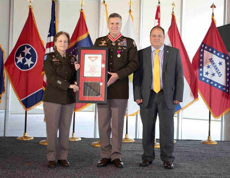 The Memphis District officially said farewell to Commander Col. Zachary Miller during a Relinquishment of Command Ceremony yesterday, June 16, 2022. At 10 a.m. on Thursday, June 16, several district employees travelled to Beale Street Landing in downtown Memphis. Mississippi Valley Division Commander Maj. Gen. Diana Holland presided over a Relinquishment of Command Ceremony, where District Commander Col. Zachary Miller relinquished command of the Memphis District to Deputy District Commander Lt. Col. Robert Green. (USACE photo by Public Affairs Specialist Jessica Haas)