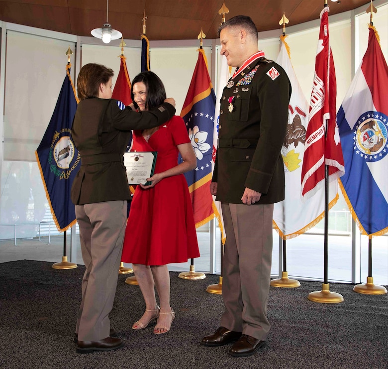 The Memphis District officially said farewell to Commander Col. Zachary Miller during a Relinquishment of Command Ceremony yesterday, June 16, 2022. At 10 a.m. on Thursday, June 16, several district employees travelled to Beale Street Landing in downtown Memphis. Mississippi Valley Division Commander Maj. Gen. Diana Holland presided over a Relinquishment of Command Ceremony, where District Commander Col. Zachary Miller relinquished command of the Memphis District to Deputy District Commander Lt. Col. Robert Green. (USACE photo by Public Affairs Specialist Jessica Haas)