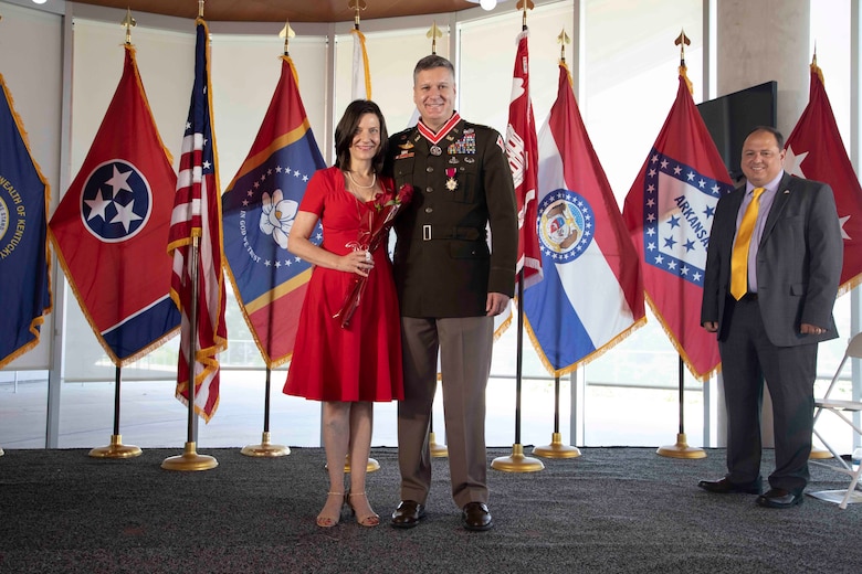 The Memphis District officially said farewell to Commander Col. Zachary Miller during a Relinquishment of Command Ceremony yesterday, June 16, 2022. At 10 a.m. on Thursday, June 16, several district employees travelled to Beale Street Landing in downtown Memphis. Mississippi Valley Division Commander Maj. Gen. Diana Holland presided over a Relinquishment of Command Ceremony, where District Commander Col. Zachary Miller relinquished command of the Memphis District to Deputy District Commander Lt. Col. Robert Green. (USACE photo by Public Affairs Specialist Jessica Haas)