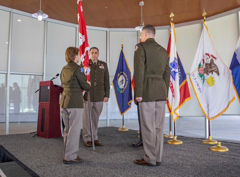 The Memphis District officially said farewell to Commander Col. Zachary Miller during a Relinquishment of Command Ceremony yesterday, June 16, 2022. At 10 a.m. on Thursday, June 16, several district employees travelled to Beale Street Landing in downtown Memphis. Mississippi Valley Division Commander Maj. Gen. Diana Holland presided over a Relinquishment of Command Ceremony, where District Commander Col. Zachary Miller relinquished command of the Memphis District to Deputy District Commander Lt. Col. Robert Green. (USACE photo by Public Affairs Specialist Jessica Haas)