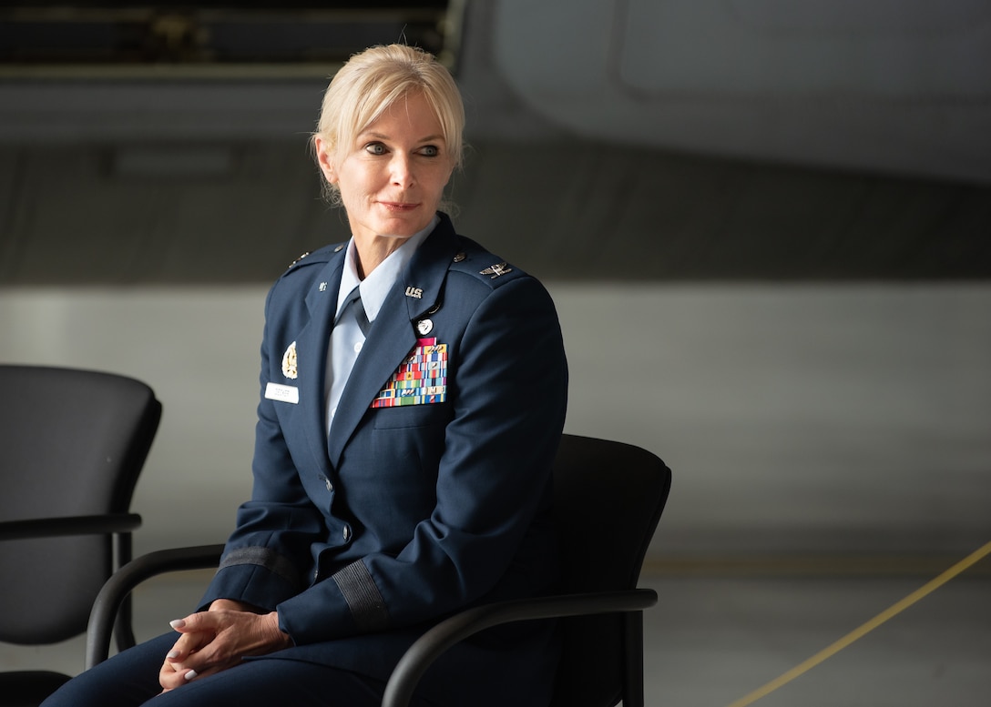 Mary S. Decker, chief of staff for Joint Force Headquarters — Air, Kentucky National Guard, is promoted to the rank of brigadier general during a ceremony at the Kentucky Air National Guard Base in Louisville, Ky., June 11, 2022. Decker joined the Air Force in 1987 as an airman basic. (U.S. Air National Guard photo by Dale Greer)