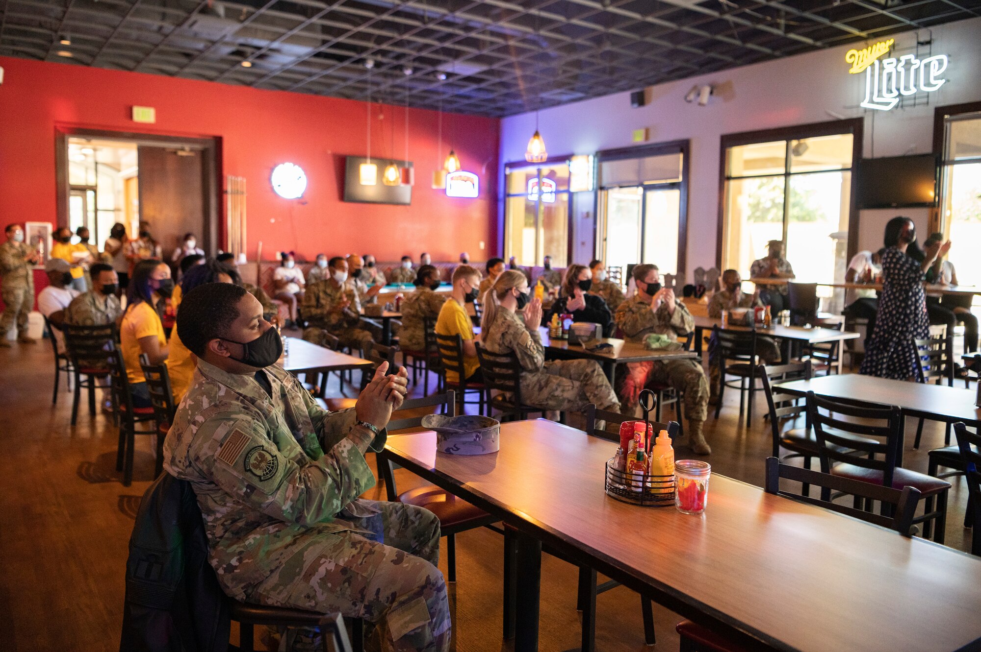 U.S. Airmen attend a Juneteenth celebration hosted by the African American Heritage Association at Travis Air Force Base, California, June 16, 2022.